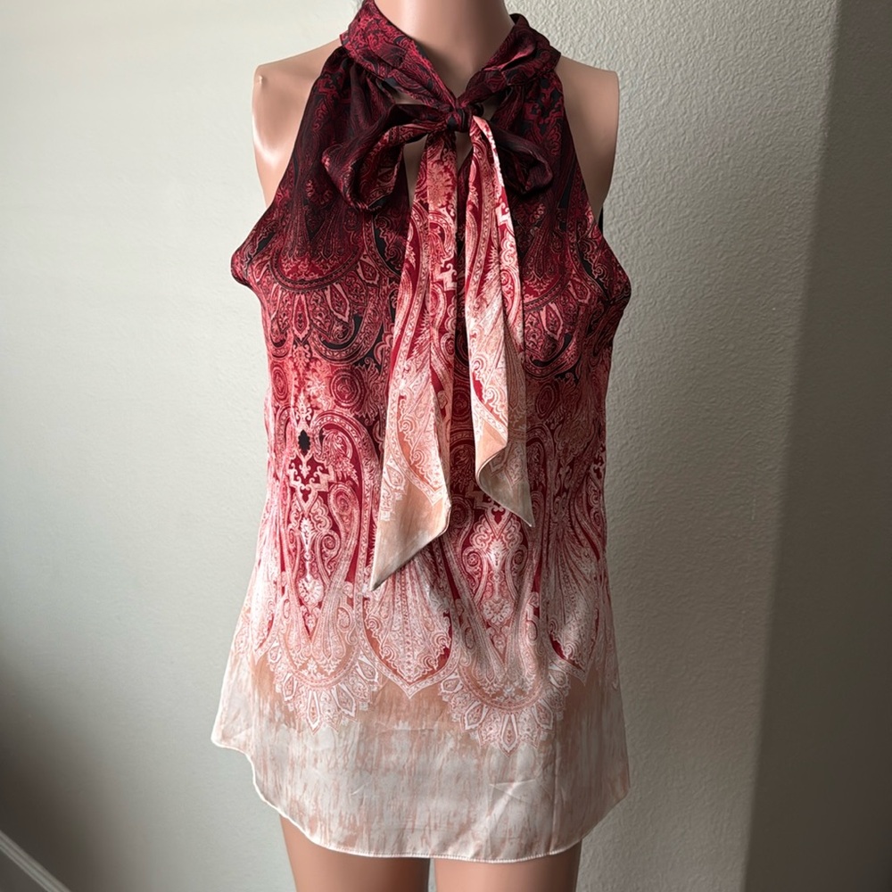 Elegant Deep Red and Cream  Paisley Women's Top